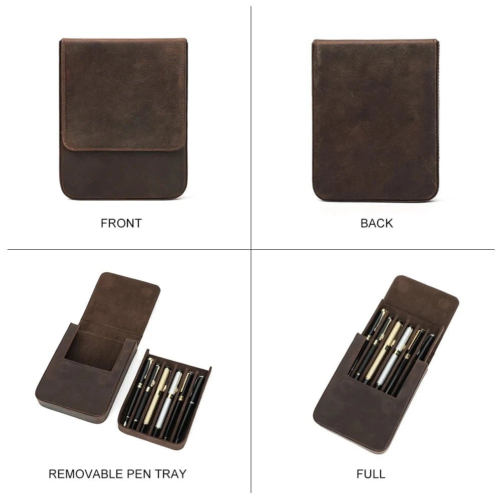 Handmade Fountain Pen Case Leather For Men Women Holder Pen Pouch Retro Pen Box Organizer Boys Girls School - ZakelijkePennen.nl