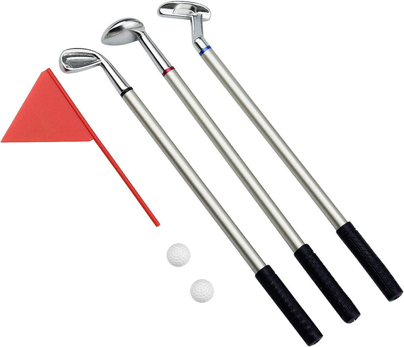 Laad afbeelding in Galerijviewer, 3 stuks golfpennenset: Combineer uw passie voor golf met uw dagelijkse schrijfbehoeften! met clubs, ballen en een vlag.
