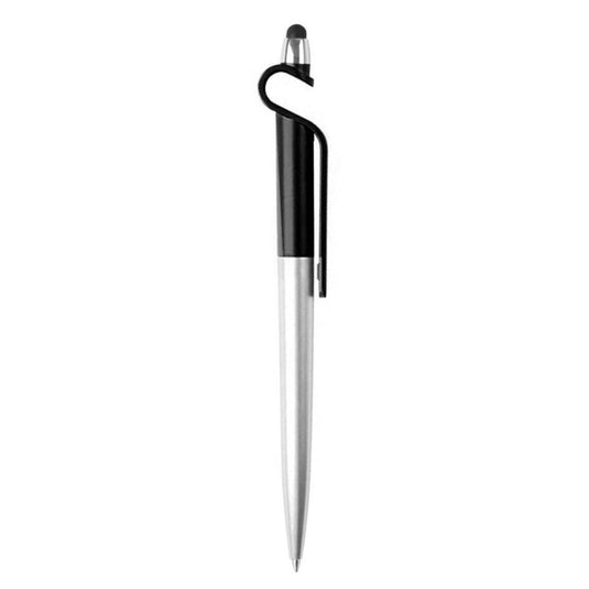 De ultieme tool voor multitaskers: de ultieme tool voor multitaskers: de multifunctionele 3-in-1 pen met een transparante houder en een zwarte dop met clip.