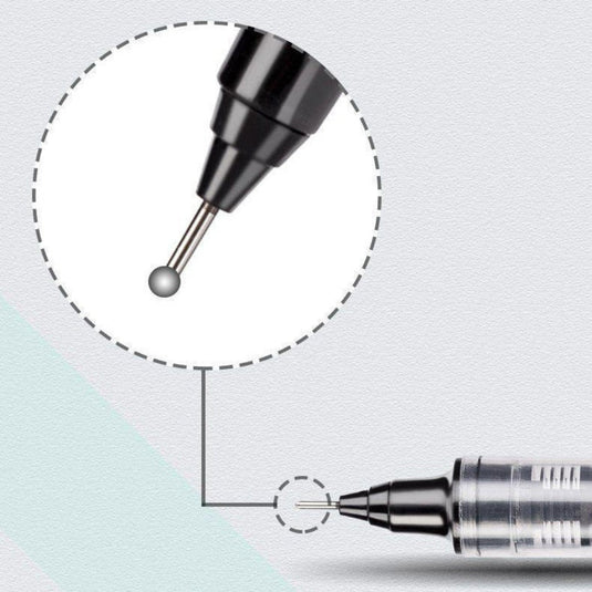 Een illustratie die een fijne naaldpunt pen selectie met een precisie machinegereedschap.