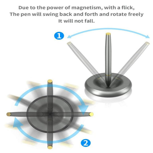 Houd uw bureau netjes met de magnetische pen die standaard gebalanceerd op een basis door middel van magnetisme staat en rotatie- en slingerbewegingen demonstreert.