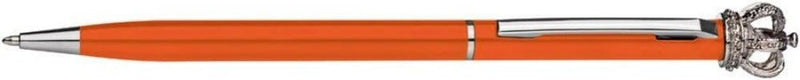 Laad afbeelding in Galerijviewer, Ontdek de pracht en functionaliteit van onze Oranje Swarovski-pen met een decoratief element aan het uiteinde.
