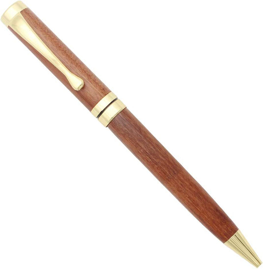 Schrijf in stijl met onze Schrijf in stijl met onze prachtige pen van palissanderhout met gouden accenten en een balpenpunt.
