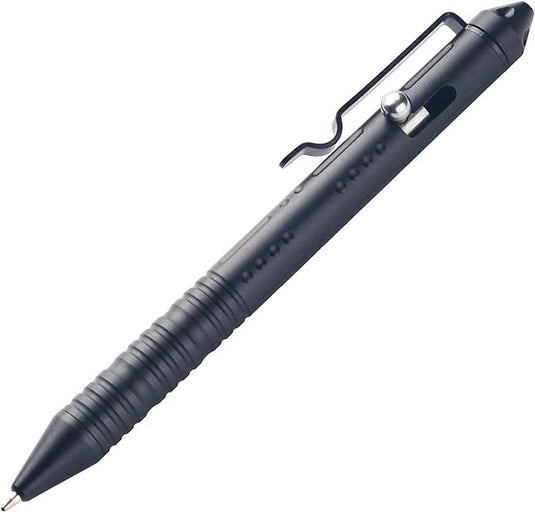 Zwarte intrekbare Verleidelijke Bolt Action-pen met grip: Schrijf met precisie en stijl.